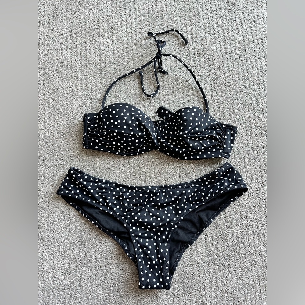 Victoria's Secret Black and White Polka Dot Swimwear